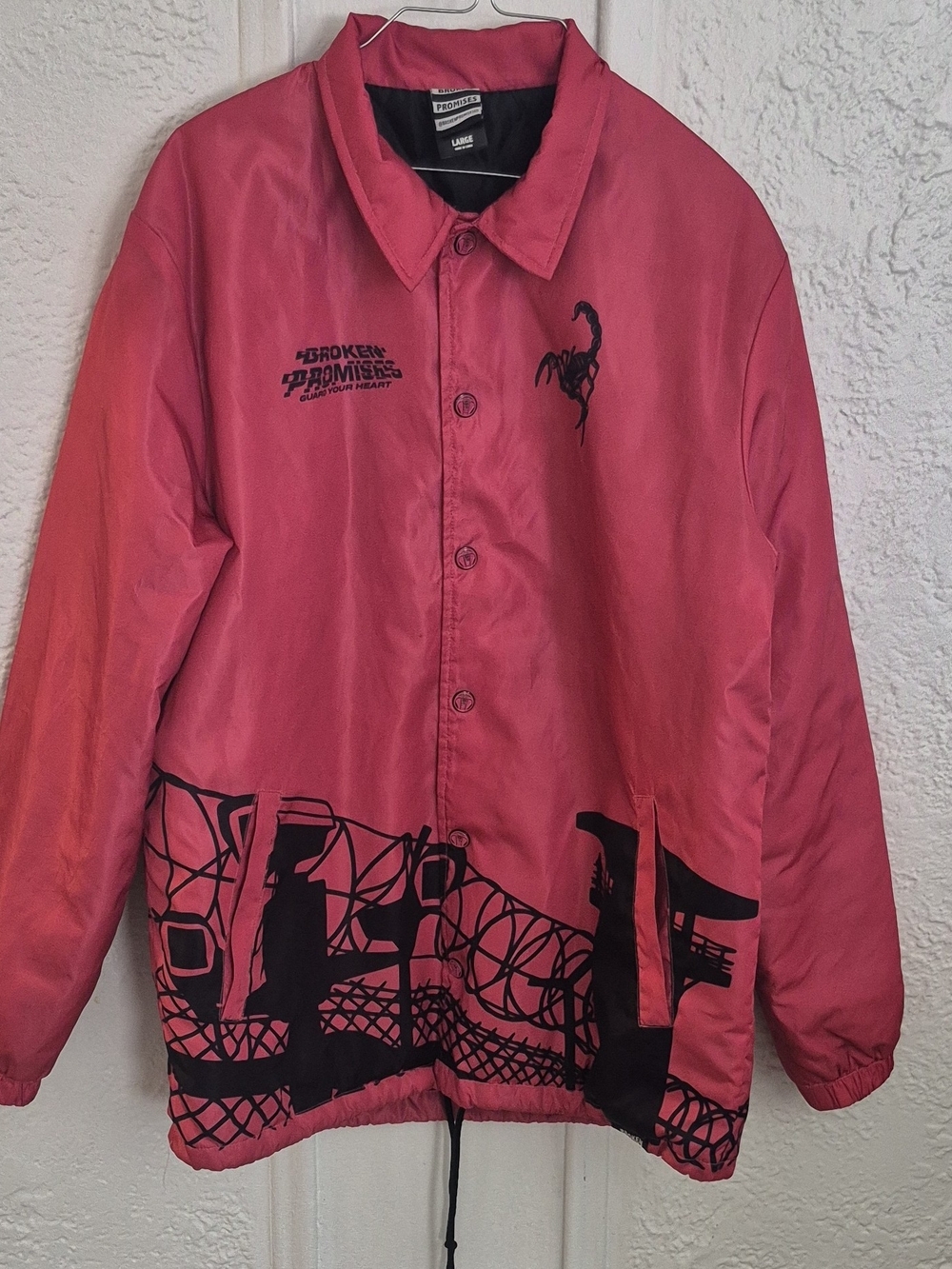 Broken Promises Men’s Pink Graphic Coach Jacket